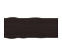 Vidaxl Table Top Dark Grey 100X40X4 Cm Treated Solid Wood Oak Live Edge, Brown