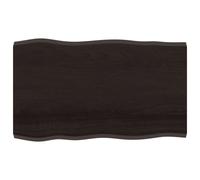 Vidaxl Table Top Dark Grey 100X60X4 Cm Treated Solid Wood Oak Live Edge, Brown