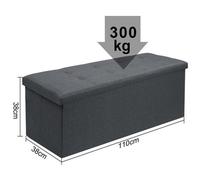 Dark Grey 110X38X38Cm Extra Large Ottoman Storage Seat Stool Trunk Toy Chest Blanket Box Folding Bench