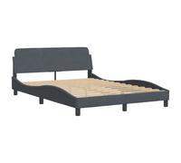 (dark grey, 135 x 190 cm) vidaXL Bed Frame with Headboard Bedroom Bed Base Mattress Foundation Velvet