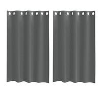 Voile Curtains Dark Grey 100% Polyester 2pc Grommet Eyelet Light Pair 140x175 cm