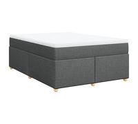 vidaXL Box Spring Bed with Mattress Dark Grey 140x200 cm Fabric (3285381), Grey