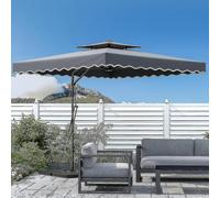 (Dark Grey) 2.5m Square Cantilever Parasol Garden Umbrella With Cross Base