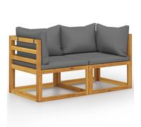 vidaXL 2-seater Garden Bench with Dark Grey Cushions (UK/IE/FI/NO only), Brown