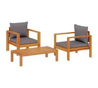 (dark grey, 2x chair + table) vidaXL Garden Sofa Set with Cushions Outdoor Sofa Set Couch Solid Wood Acacia