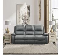 (Dark Grey, 3 Seat Only) Reclining Luxury Leather Sofa Set In Choice of colours- 3 Piece, 2 Piece, Armchair