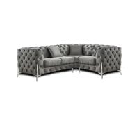 (Dark Grey, 4 Seater Left Hand Facing) SNOOZE Online Chesterfield 3 and 2 Seater Sofa Sets, Corner Sofas For Living Room, Upholstered Plush Fabric 3 Seater Velvet Sofas