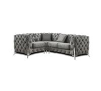 (Dark Grey, 4 Seater Right Hand Facing) SNOOZE Online Chesterfield 3 and 2 Seater Sofa Sets, Corner Sofas For Living Room, Upholstered Plush Fabric 3 Seater Velvet Sofas
