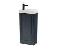 Dark Grey 400mm Floor Standing Cloakroom Vanity Basin Unit with Black Handle Compact Bathroom Storage