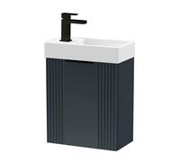Balterley Dark Grey 400mm Wall Hung Vanity Unit with Black Handle Balterley Grey