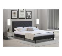 (Dark Grey, 4ft6 Double) Padded Headboard Light Grey Dark Grey Fabric Bed Frame 4ft6 5ft Double King