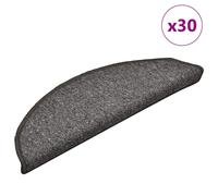 vidaXL Stair Mats 30 pcs 56x17x3 cm Dark Grey Half Round