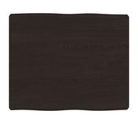 Vidaxl Table Top Dark Grey 60X50X6 Cm Treated Solid Wood Oak Live Edge, Brown
