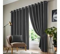 (Dark Grey , 66" Width x 72" Drop - (168cm width x 183cm drop)) Insulated Blackout Curtains Ready Made Eyelet Curtain Panels UK