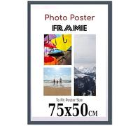 Dark Grey 75x 50 cm Poster Frames - 75 x 50 cm Frame- Large MDF Wooden Frames 75x50cm - Both Ways Wall Hanging Wall Gallery Living Room Poster Picture Frame With Styrene Shatterproof Perspex Sheets