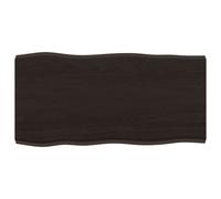 Vidaxl Table Top Dark Grey 80X40X4 Cm Treated Solid Wood Oak Live Edge, Brown