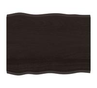 vidaXL Table Top Dark Brown 80x60x2 cm Treated Solid Wood Oak Live Edge