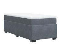 (dark grey, 90 x 200 cm) vidaXL Box Spring Bed with Mattress Bed Frame Bedroom Bedstead Bed Base Velvet