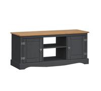 Dark Grey Charcoal Tv Unit 2 Door 1 Shelf Solid Pine Wood Media Stand