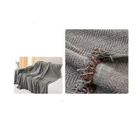Dark Grey Chenille Sofa Throw Blanket with Tassels Non-Slip Couch Cover for Living Room Pet Protector for Cats & Dogs 180 x 180 cm Plain Pattern Armrest-Free