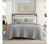 Dark Grey Cloud Quilt Twin Size Bedding Set with Pillow Sham, Puffy Cozy Lightweight Bedspread Coverlet, Soft Cute Bed Cover for All Season - 2 Pieces, 68x90 inches