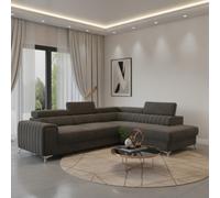 Dark Grey Corner Sofa Bed With Storage And Sleeping Function Laurence Adjustable Headrests Right Side