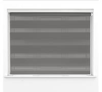 Dark Grey Dual Layer Zebra Day & Night Roller Blinds Light Filtering Material with Metal Brackets & Fittings 180cm Width x 160cm Length