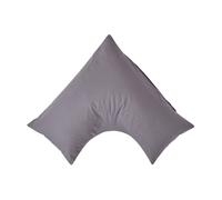 HOMESCAPES Dark Grey Pure Egyptian Cotton V-Shape Pillowcase 200 TC 400 Thread Count Percale Equivalent Pillow Case For Nursing Pregnancy and Elderly