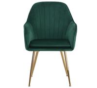 Dark Grey/ Green 2Pcs Modern Velvet Upholstered Dining Chairs with Polished Gold Legs