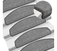Dark Grey Half Round Stair Mats, 15 pcs 65x24x4 cm Large Carpet Stair Treads for Indoor Steps, Anti Slip Protection with Adhesive Tape