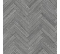 Dark Grey Herringbone Siren Vinyl Flooring 4mm Thick Durable Felt Backed Lino Kitchen Bathroom (3m x 7m)