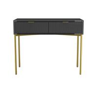 Dark Grey High Gloss Dressing Table with 2 Drawers - Valencia