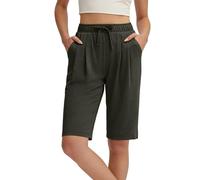 Dark Grey Ladies Shorts Summer Lightweight Plus Size Drawstring Womens Shorts with Pockets Soft Cotton Elasticated Waist Cropped Trousers Casual Solid Hiking Tracksuit Bottoms Activewear Size XL