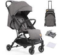 (Dark Grey) Lightweight Travel Stroller Compact Baby Pushchair with Adjustable Seat, Mosquito Net, Rain Cover, One-Hand Folding Buggy with 5-Point Harness