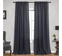 Dark Grey Linen Curtains 108 Inch Length for Living Room Sliding Glass Door Patio Large Tall Window,Extra Long Rod Pocket/Back Tab Charcoal Gray Curtain for High Ceiling Balcony,Set 2 Panels