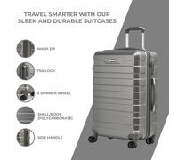 (Dark Grey, Medium 24'') Lightweight Luggage Suitcase Set 4 Wheels TSA Lock