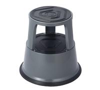Dark Grey Metal Round Rolling Kick Step Stool with Castor Wheels and 150kg Load Capacity