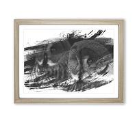 Dark Grey Owls Birds V1 Modern Framed Print | A4 Oak Framed Wall Art | Ready to Hang | Modern Animal Picture | Living Room Bedroom Lounge Office