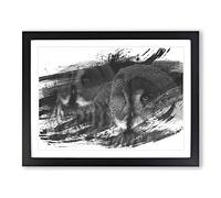 Dark Grey Owls Birds V1 Modern Framed Wall Art Print, Ready to Hang Picture for Living Room Bedroom Home Office Décor, Black A2 (64 x 46 cm)