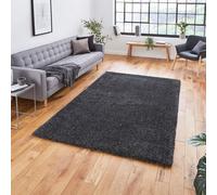 Dark Grey Plain Shaggy Modern Plain Easy To Clean Soft Rug For Dining Room -80Cm X 150Cm