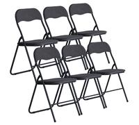 (Dark Grey Ribcord) 6 Pc Folding Lightweight Chair Set Metal Frame