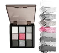 Dark Grey Shimmer Eyeshadow - 9 Color Palette, Blendable Silver Gray Matte Glitter Shades, High Pigment Waterproof Long Lasting | Perfect Makeup for Midnight Masquerade Evening Parties
