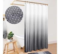 Dark Grey Shower Curtain,Ombre Waffle Weave Waterproof Cloth Fabric Shower Curtains Liner for Bathroom with Hooks, Slate Gray, 70x72