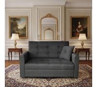 Dark Grey Sofa Bed Sleeping Function Viva Lux Ii Wave Spring Material Fabric Settee Compact Space Saving Living Room Couch