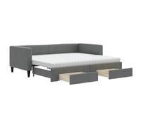 (dark grey, Sofa Trundle and Drawers) vidaXL Daybed Sofa Bed Guest Bed with Mattress Light Grey 90x190 cm Fabric
