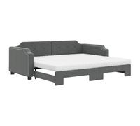 (dark grey, Sofa with Trundle and Mattresses) vidaXL Daybed Sofa Bed Guest Bed with Mattress Light Grey 90x190 cm Fabric