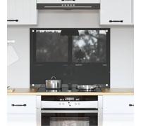 Dark Grey Tempered Glass Kitchen Splashback 80 x 60 cm with 4 Pre-Drilled Holes Heat Resistant Easy Care Ideal for Modern Kitchens and Protection While Cooking