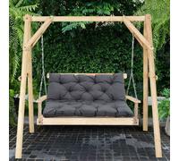 (Dark Grey-Three Seater) Swing Chair Garden Hammock 2/3 Seater Bench Canopy Lounger Cushion Pad Pillow (Only Cushion, without Chair)