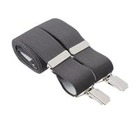 Dark Grey Trouser Braces 35mm Wide Elastic 4 Strong Silver Clips 44 Inch Adjustable