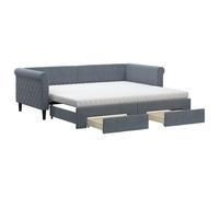 (dark grey, Trundle and Drawers Sofa) vidaXL Daybed with Mattress Sofa Bed Guest Bed Blue Light Grey 90x190 cm Velvet